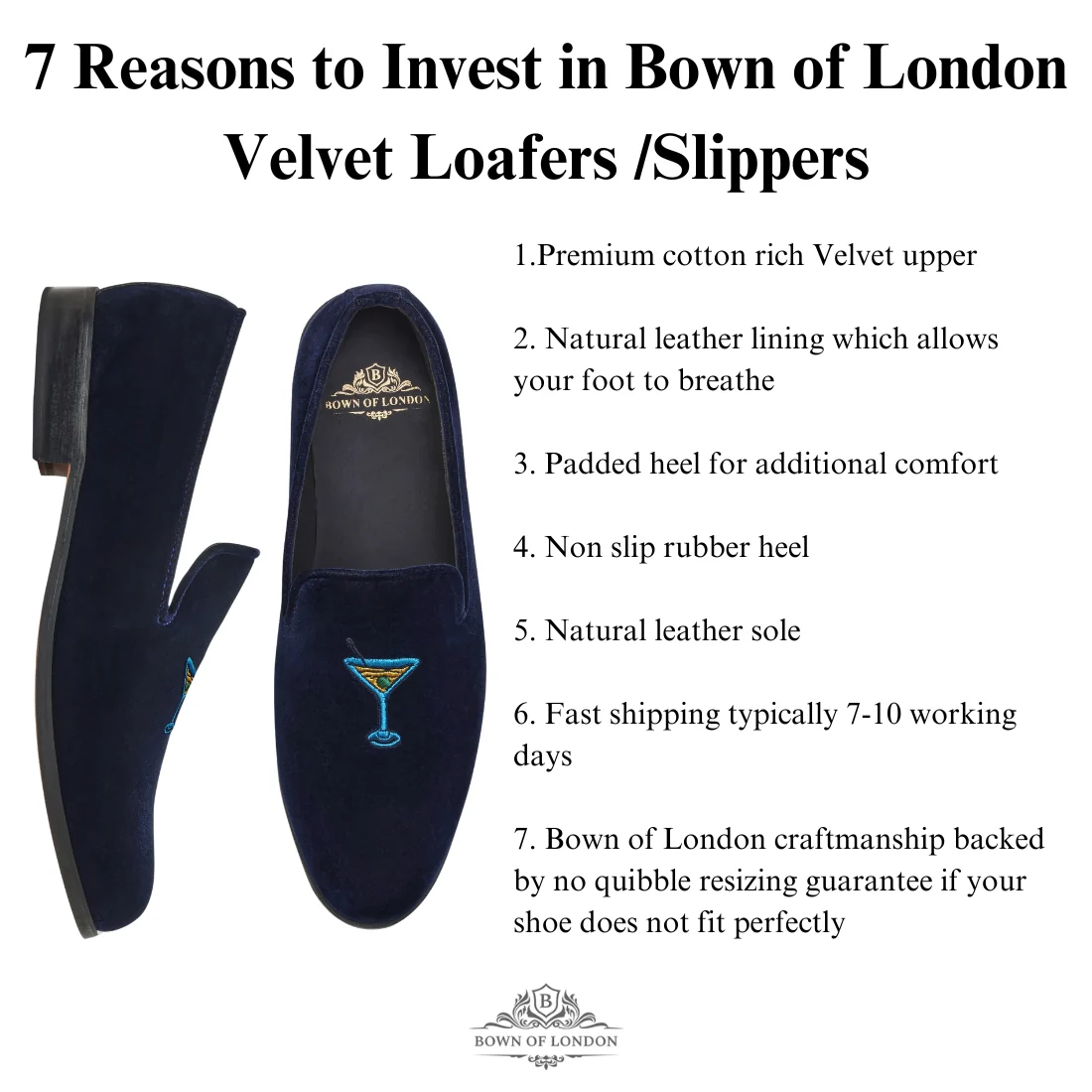 Men's Velvet Loafer/Slipper Shoe - Martini Time - Image 7